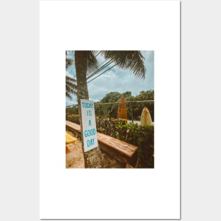 Today is a Good Day with Palm Trees and Surfboards - Inspirational Posters and Art